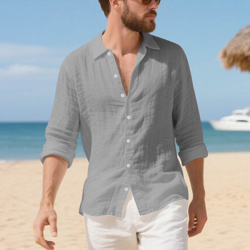 Linen Hawaiiskjorta - Amerikansk Stil Semester