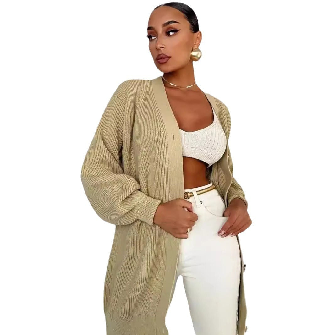Europeisk-Amerikansk V-ringad Cardigan