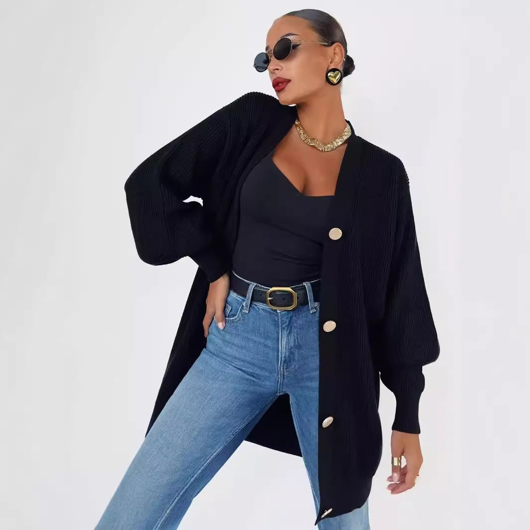 Europeisk-Amerikansk V-ringad Cardigan