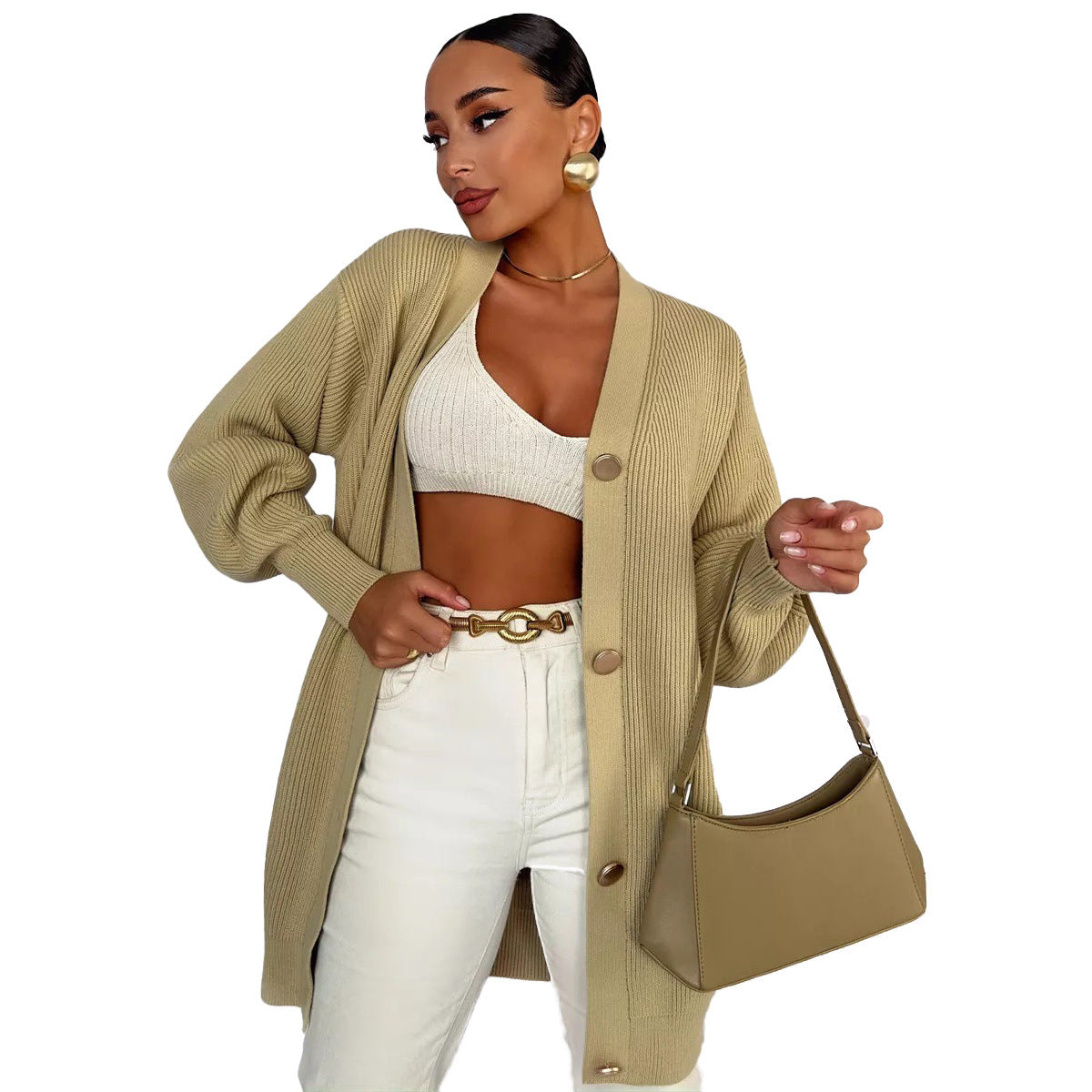 Europeisk-Amerikansk V-ringad Cardigan