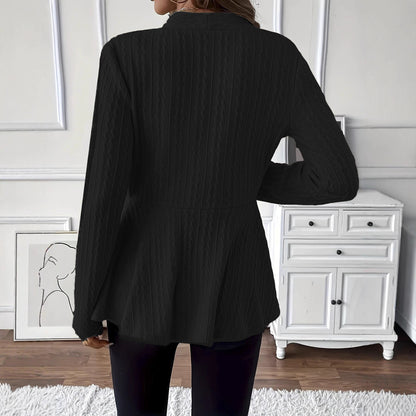 Enfärgad En-Knapp Stickad Cardigan