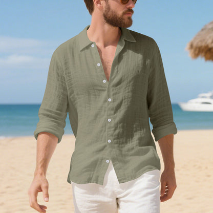 Linen Hawaiiskjorta - Amerikansk Stil Semester