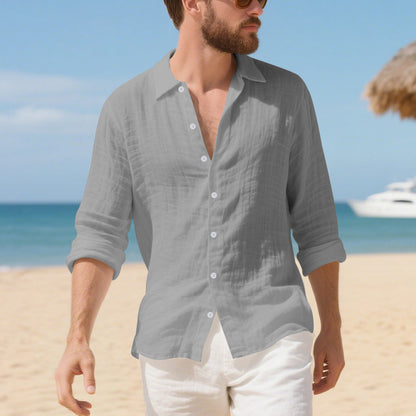 Linen Hawaiiskjorta - Amerikansk Stil Semester