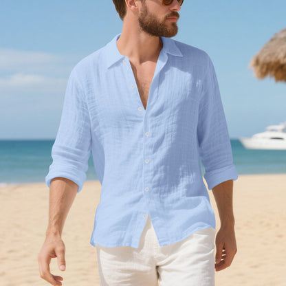 Linen Hawaiiskjorta - Amerikansk Stil Semester