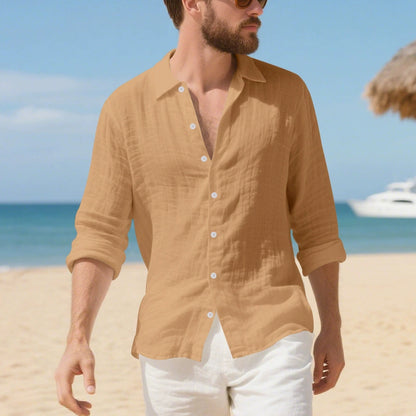 Linen Hawaiiskjorta - Amerikansk Stil Semester