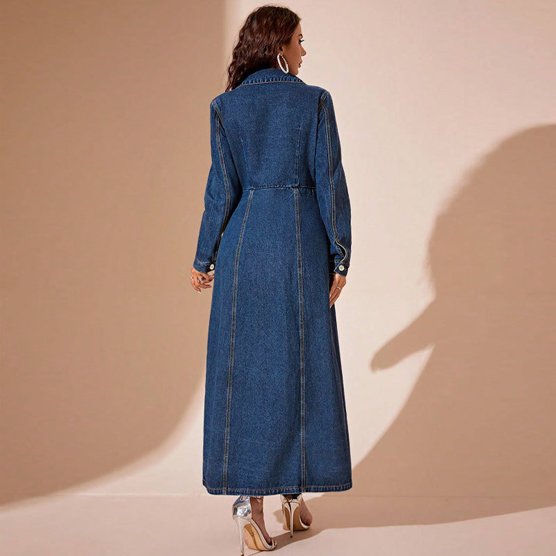 Denim Knapp Cardigan Jacka Klänning