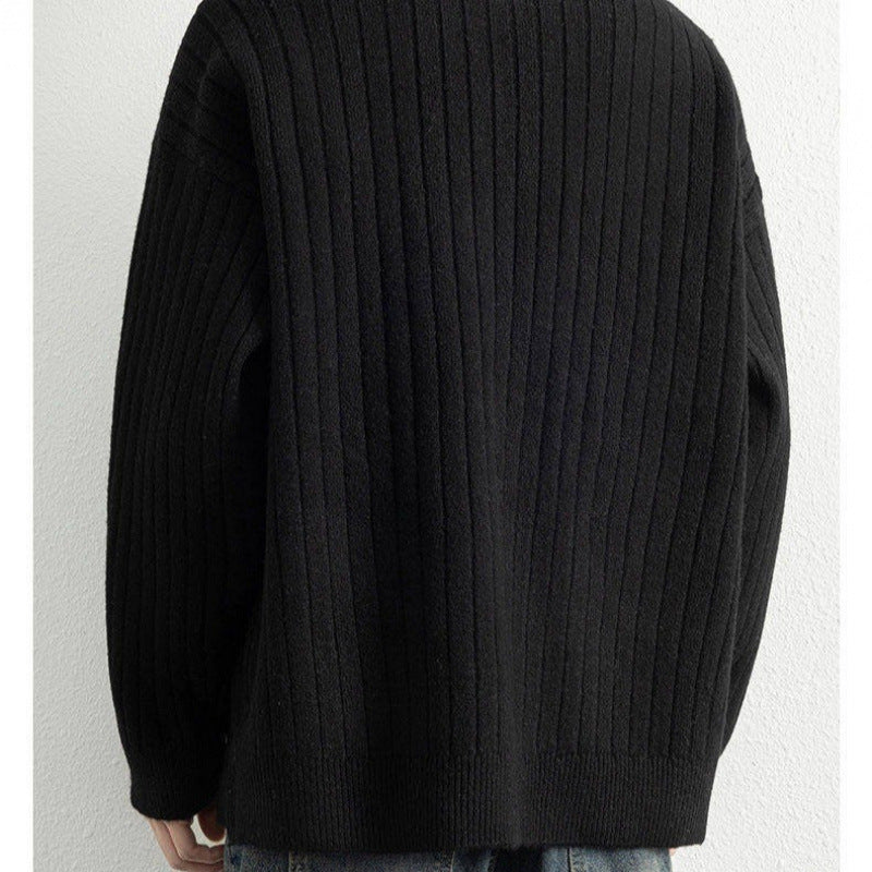 Halvzip Tröja - Lös Textur Stickad