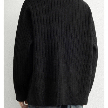 Halvzip Tröja - Lös Textur Stickad